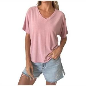 NEW SIX/FIFTY olivia crepe hacci tee in powder pink - S